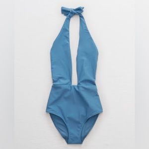 NWOT - Aerie Cross-Front One Piece Swimsuit in Sky Blue - Size L